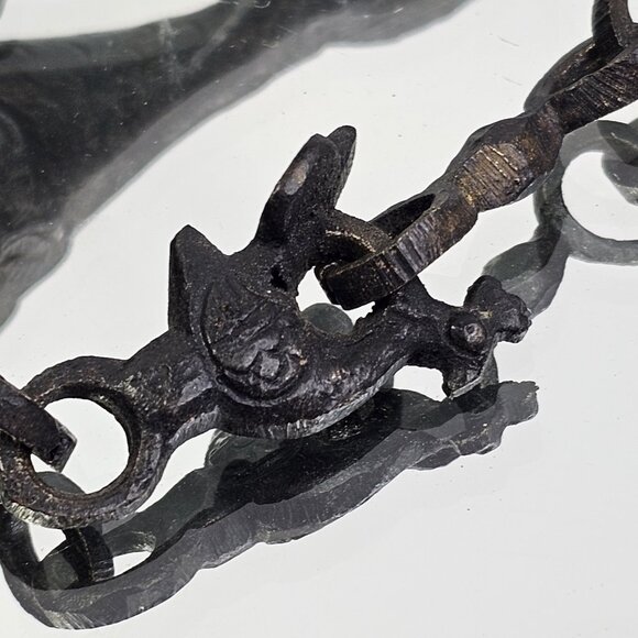 Antique Mughal Peacock Hanging Oil Lamp Bird Very Old. Bronze Or Brass - Picture 9 of 16